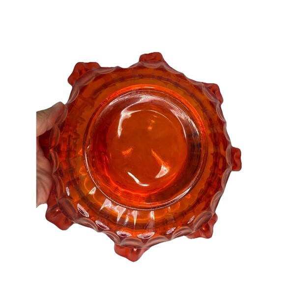 Vintage Orange Amber Glass Scalloped Tulip Bowl 7.75" Wide & 3.5" - Picture 3 of 5